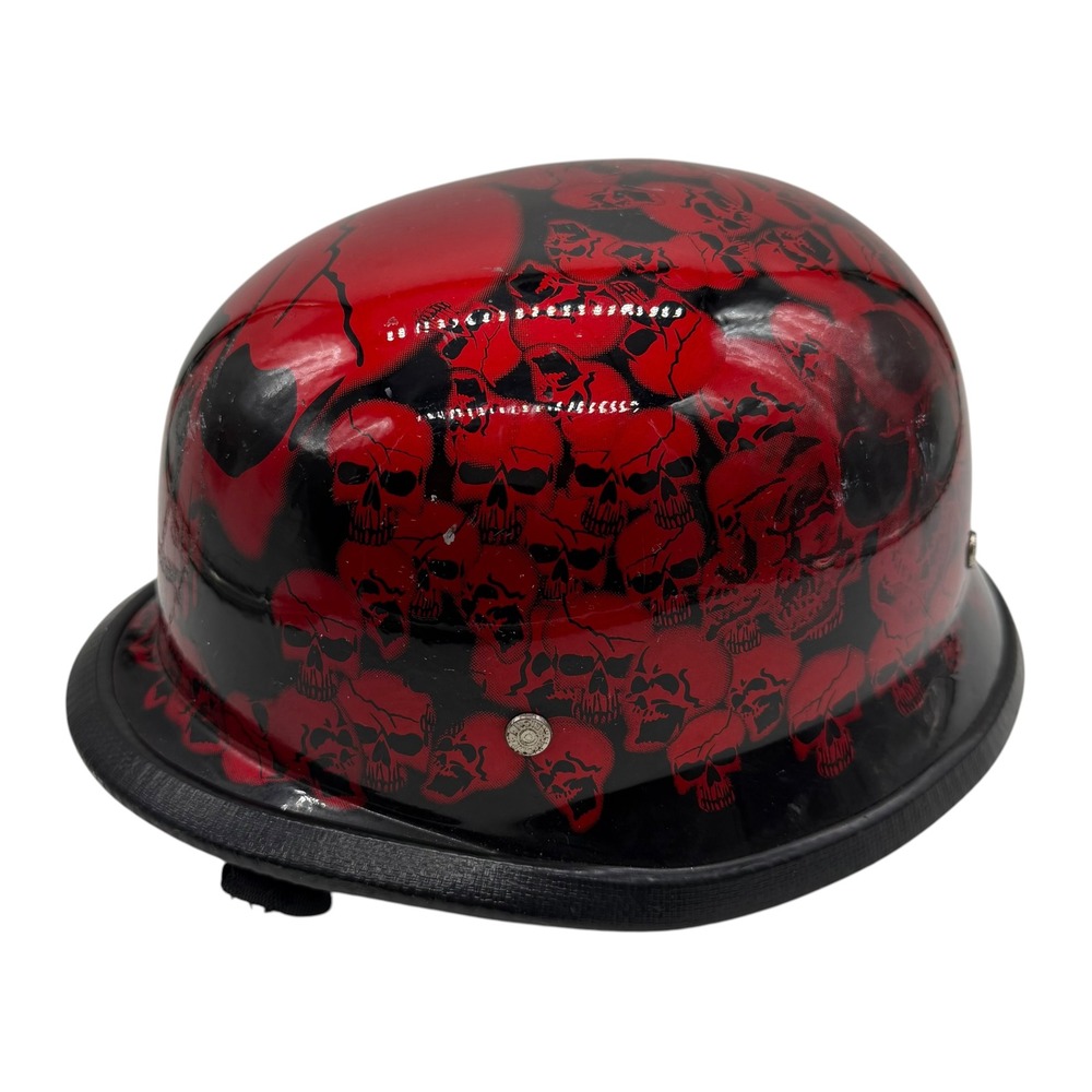 Novelty Red Skull Motorcycle Half Helmet XL Biker Costume Prop Used